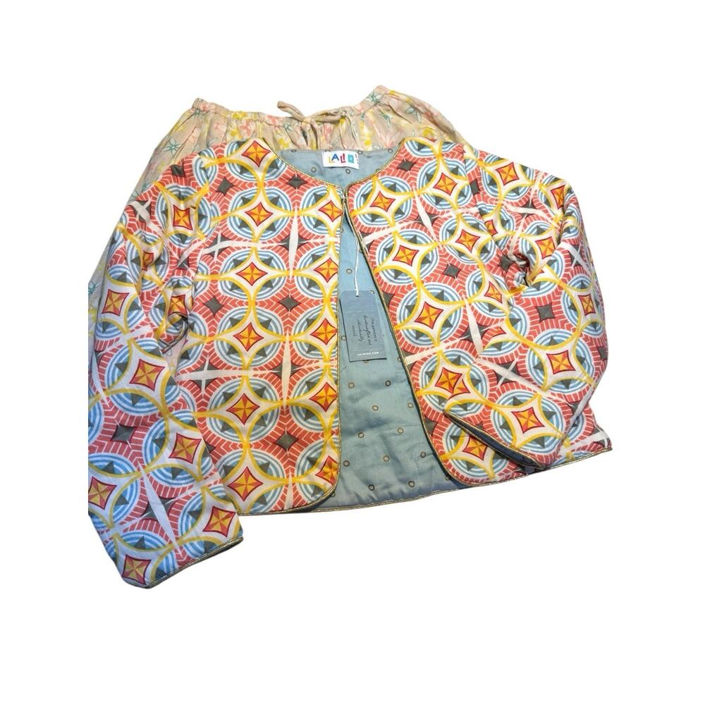 NWT LALI Jacket Quilted Girls Sz 8 w Full Skirt Double Cotton Organic Prints NEW